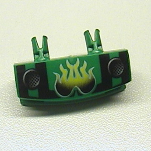 Grille 1 × 4 with Two Pins with Fire Print Green