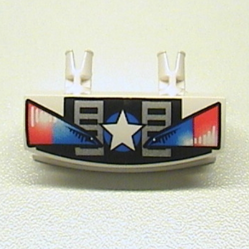 Grille 1 × 4 with Two Pins with Star & Headlights Print Weiß