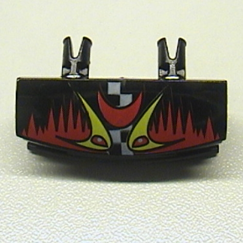 Grille 1 × 4 with Two Pins with Flames and Eyes Print Black