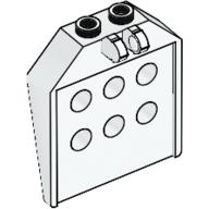 Hinge Panel 1 × 4 × 3 2/3 with 6 holes, 2 studs on top, Locking 2 Fingers White