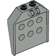 Hinge Panel 1 × 4 × 3 2/3 with 6 holes, 2 studs on top, Locking 2 Fingers Light Gray