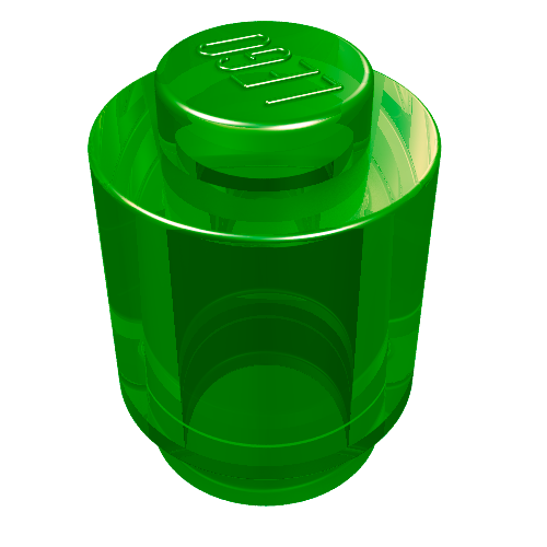Brick Round 1 × 1 Solid Stud Trans-Green