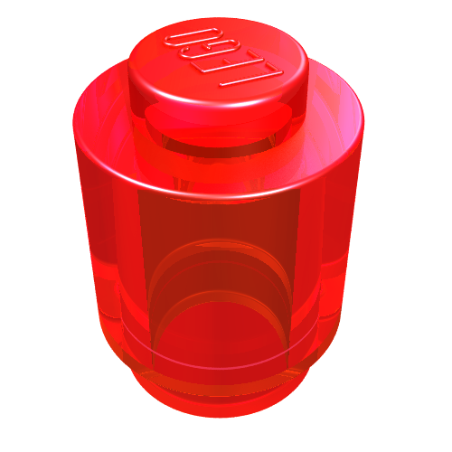 Brick Round 1 × 1 Solid Stud Trans-Red