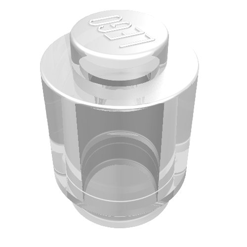 Brick Round 1 × 1 Solid Stud Trans-Clear