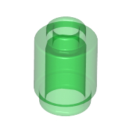 Brick Round 1 × 1 Open Stud Trans-Green