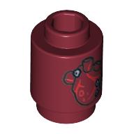 Brick Round 1 × 1 with Human Heart Print Dunkelrot