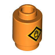 Brick Round 1 × 1 with Oxidizing Agent Warning Sign Print Orange
