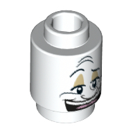 Brick Round 1 × 1 Open Stud with Face Print (Lumiere) White