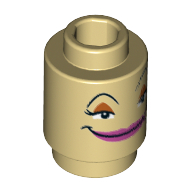 Brick Round 1 × 1 Open Stud with Face with Pink Lips Print (Fifi) Tan