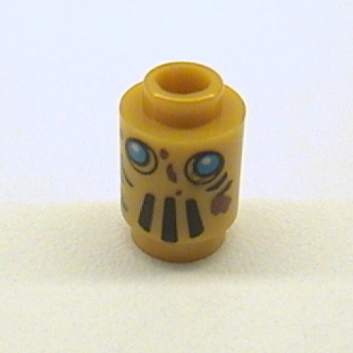 Brick Round 1 × 1 with Blue Eyes, Black Vents and Brown Splotches Print (Tai-d) in 