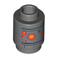 Brick Round 1 × 1 Open Stud with Droid Head Print Dunkelblaugrau