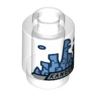 Brick Round 1 × 1 Open Stud with Kandor City print Transparent