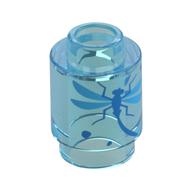 Brick Round 1 × 1 Open Stud with Dragon Fly print Trans-Light Blue