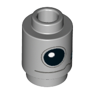 Brick Round 1 × 1 Open Stud with Black Droid Eye, Dark Bluish Grey Line print Hellblaugrau
