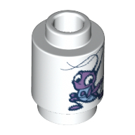 Brick Round 1 × 1 Open Stud with Cricket Print (Cri-Kee) White