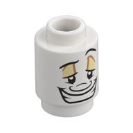 Brick Round 1 × 1 Open Stud with Face with Clenched Teeth Print (Lumiere) White
