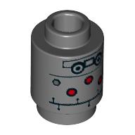 Brick Round 1 × 1 Open Stud with Droid Print Dark Bluish Gray