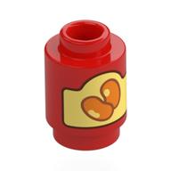 Brick Round 1 × 1 Open Stud with Bean Can print Red