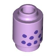 Brick Round 1 × 1 Open Stud with Dark Purple Dots (Bubble Tea) print Lavendel