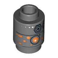 Brick Round 1 × 1 Open Stud with SW IG-88 Head Print Dark Bluish Gray