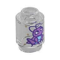Brick Round 1 × 1 Open Stud with Cricket Print (Cri-Kee) Transparent