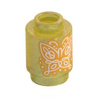 Brick Round 1 × 1 with Orange Butterfly Print in Opal-Transparent-Gelb