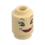 Brick Round 1 × 1 Open Stud with Face, Dark Tan Eyeshadow, Dark Red Lips print (Babette) Beige