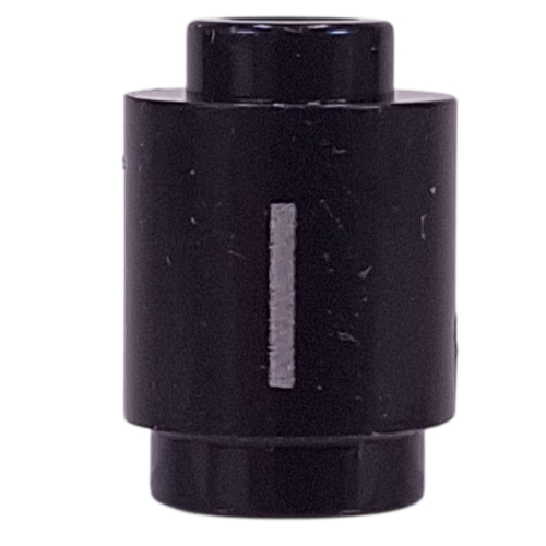 Brick Round 1 × 1 Open Stud with Letter 'I' Print Black