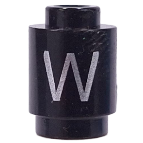 Brick Round 1 × 1 Open Stud with Letter 'W' Print Black