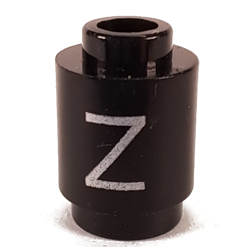 Brick Round 1 × 1 Open Stud with Letter 'Z' Print Schwarz