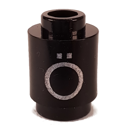 Brick Round 1 × 1 Open Stud with Letter 'Ö' Print Schwarz