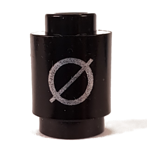Brick Round 1 × 1 Open Stud with Letter 'Ø' Print Black