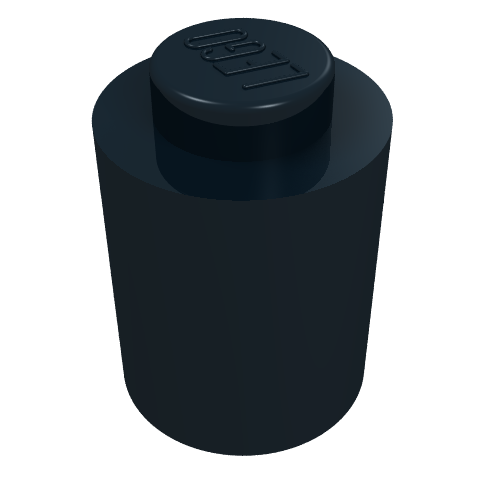 Brick Round 1 × 1 Solid Stud, No Bottom Groove Black