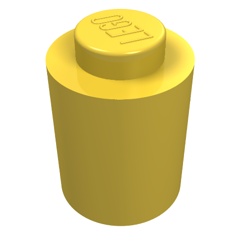 Brick Round 1 × 1 Solid Stud, No Bottom Groove Yellow