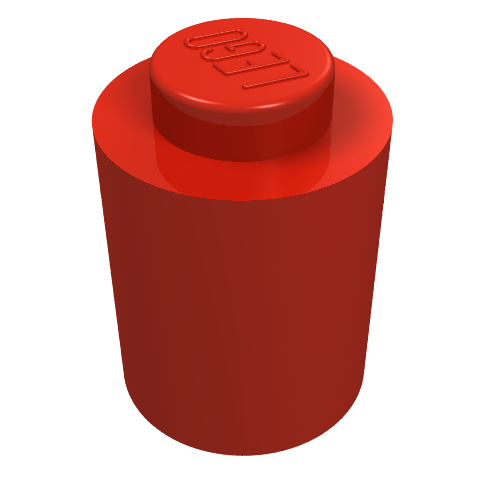 Brick Round 1 × 1 Solid Stud, No Bottom Groove Red