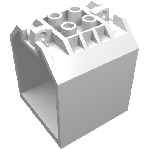 Container / Box, Open Ended 4 × 4 × 4 with 1 Hinge Finger Each End [Plain] Weiß