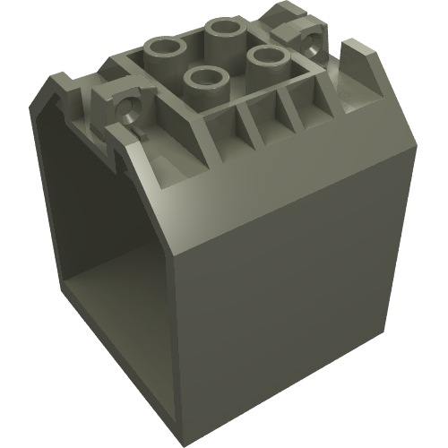 Container / Box, Open Ended 4 × 4 × 4 with 1 Hinge Finger Each End [Plain] Dark Gray