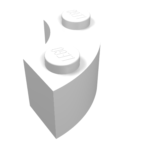 Brick Round Corner 2 × 2 Macaroni without Stud Notch White
