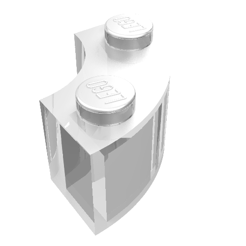 Brick Round Corner 2 × 2 Macaroni without Stud Notch Transparent