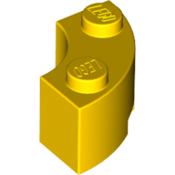 Brick Round Corner 2 × 2 Macaroni with Stud Notch Yellow