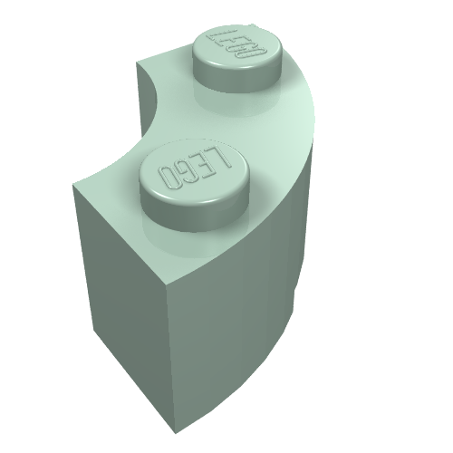 Brick Round Corner 2 × 2 Macaroni with Stud Notch Sand Green