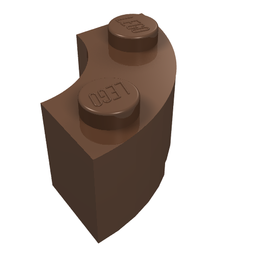 Brick Round Corner 2 × 2 Macaroni with Stud Notch Braun