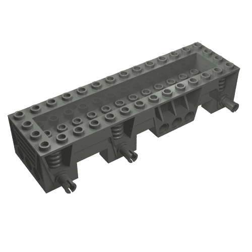 Vehicle Base 4 × 14 × 2 1/3, 2 × 12 Recessed Center, Pins, Pin Holes Dunkelblaugrau