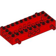 Vehicle Base 4 × 10 × 1 1/3 with 8 × 2 Recessed Center [4 Pins / Technic Holes] Red
