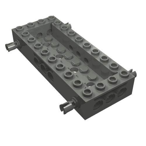 Vehicle Base 4 × 10 × 1 1/3 with 8 × 2 Recessed Center [4 Pins / Technic Holes] Dark Bluish Gray