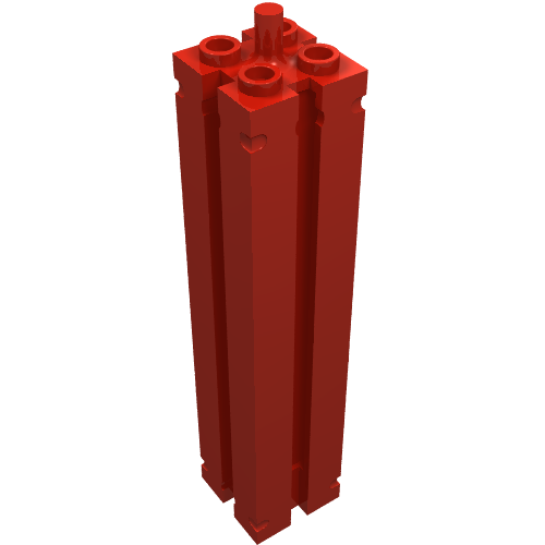 Support 2 × 2 × 8 with Grooves, Smooth On All Sides, Top Peg Red