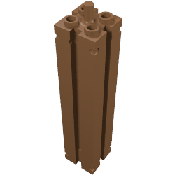 Support 2 × 2 × 8 with Grooves, Smooth On All Sides, Top Peg Reddish Brown