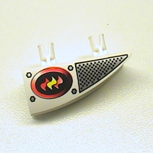 Verkleidung 1 × 4 seitlich ausgestellter Lufteinlass mit zwei Pins und Feuerwehr-Aufdruck rechts in Weiß