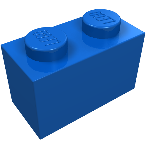 Brick 1 × 2 without Bottom Tube Blue