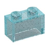 Brick 1 × 2 without Bottom Tube Glitter Trans-Light Blue